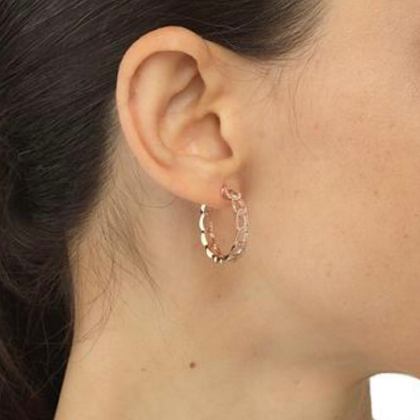 Chain Link Diamond Hoop Earrings