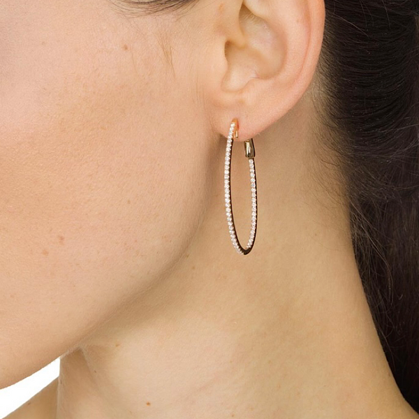 Skinny Diamond Hoop Earrings