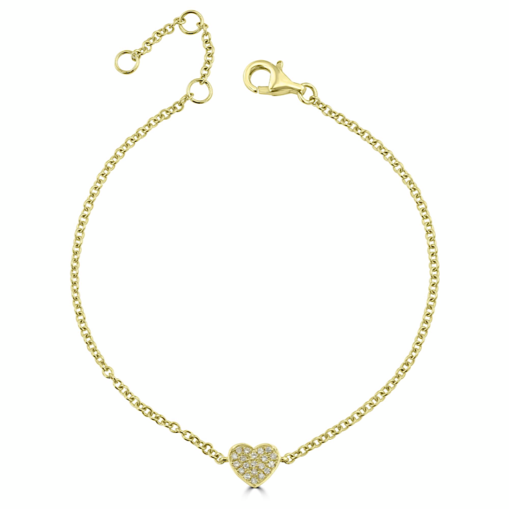 Single Heart Pave Diamond Bracelet