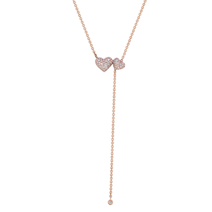 Double Heart Lariat Necklace