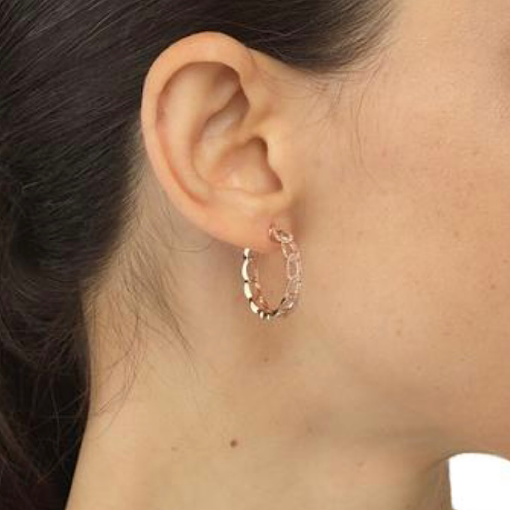 Chain Link Diamond Hoop Earrings