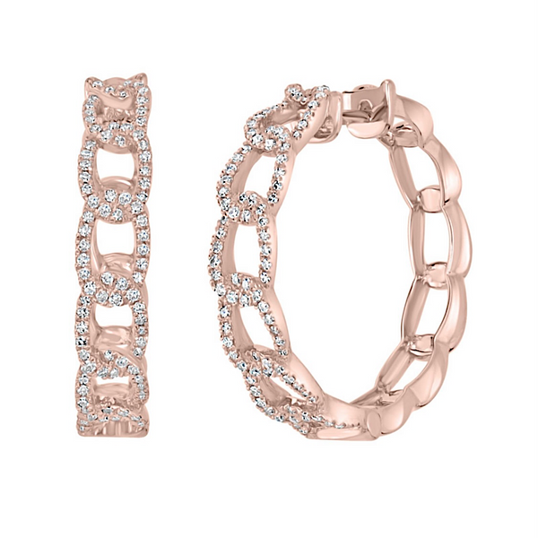 Chain Link Diamond Hoop Earrings