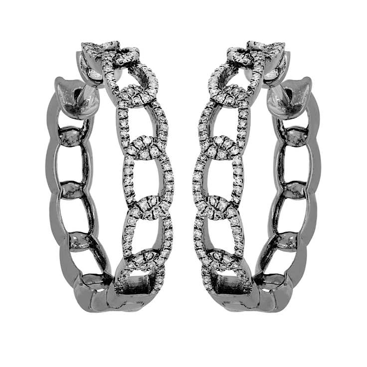 Chain Link Diamond Hoop Earrings
